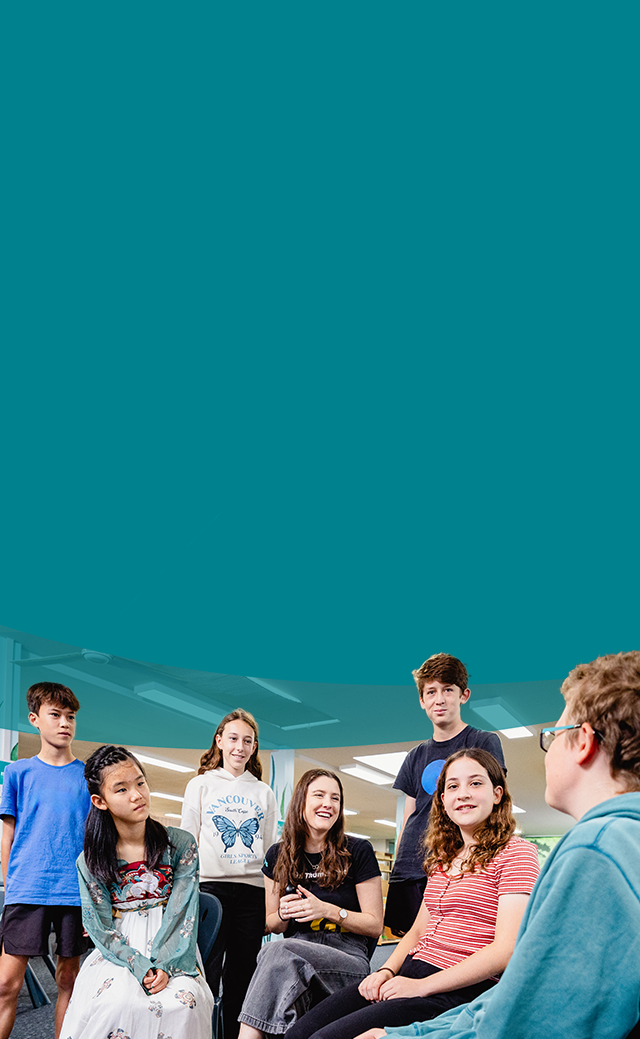 Digital Thumbprint facilitator with students during a session